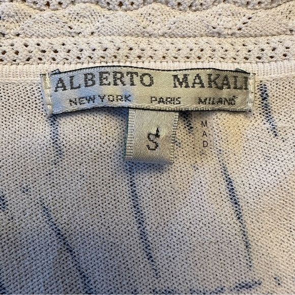 Alberto Makali 3/4 Dolman Sleeve Blue & White Patterned Sweater Size Small - Picture 6 of 7